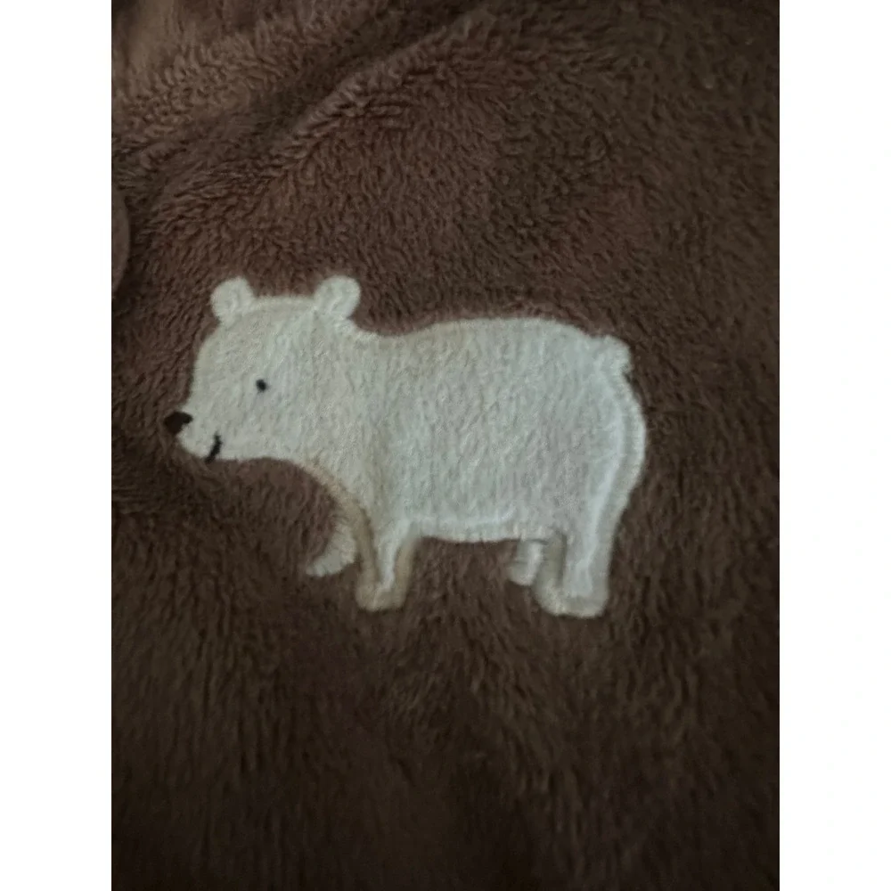 Carter's Polar Bear Brown Winter Body Size 9 Months Fleece Footed Mitten
